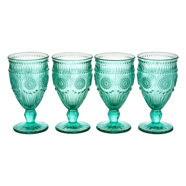 New The Pioneer Woman Drinking Glasses 16-Ounce Glass Tumbler Set of 4 Turquoise